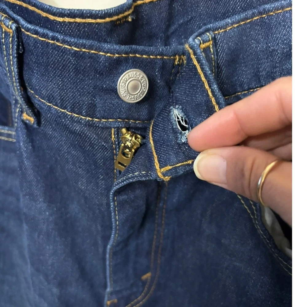Levis 505‎ Regular Fit Straight Leg Dark Wash Jeans Mens 34x32 Blue Denim Pants